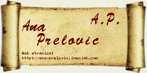Ana Prelović vizit kartica
